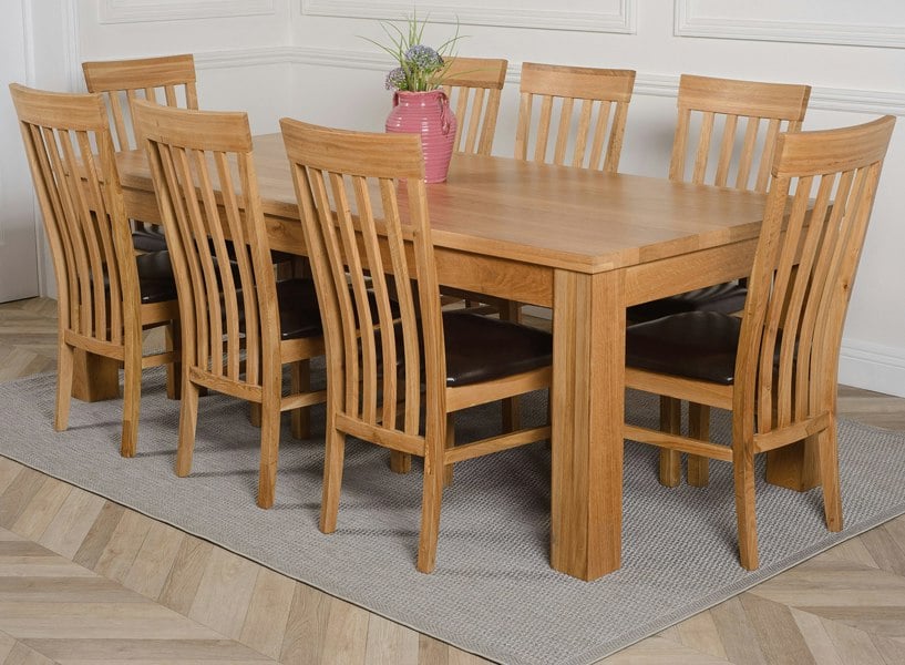 That's Furniture Dakota Extra Large Oak Dining Table with Harvard Oak Chairs