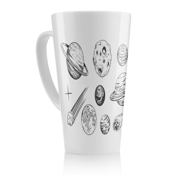 Benjamin Tate Design Set of space objects planets, stars Designer Latte Mug