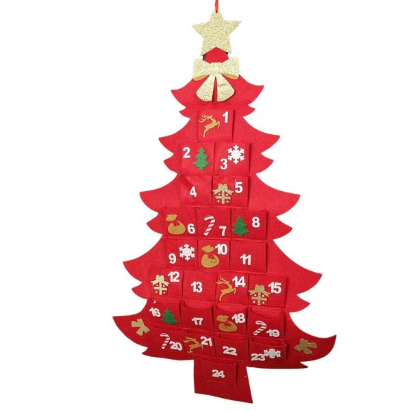 Samuel Alexander 90cm Fabric Tree Shape Advent Calendar Christmas Decoration in Red
