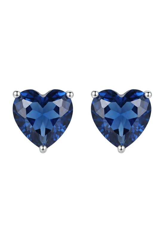 Latelita Amore Heart Sapphire Stud Earrings Silver