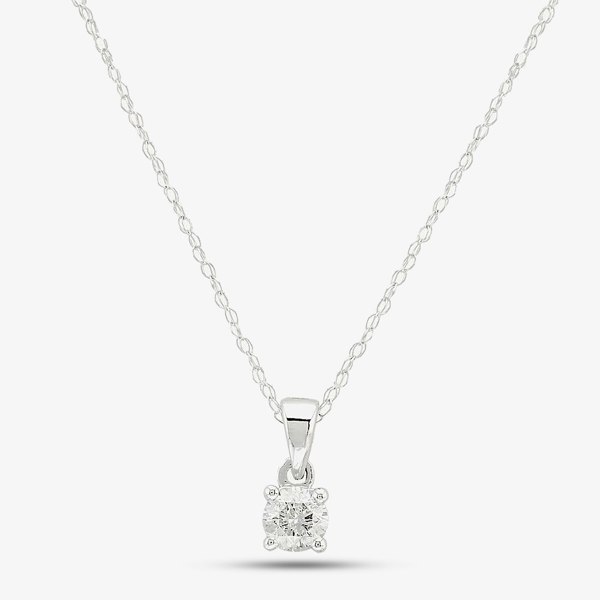 T. H. Baker 9ct White Gold 0.25ct Diamond Single Stone Necklace TH0121003