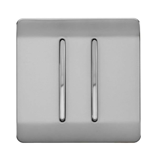 Trendi Switch 2 Gang 1 or 2 way Rocker Light Switch in Brushed Steel