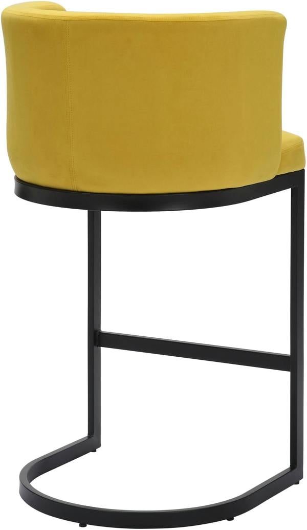 Lamboro Velino Velvet Kitchen Bar Stools, Matt Black Cantilever Frame, Seat With Backrest, Breakfast & Home Bar Stool - Mustard Yellow