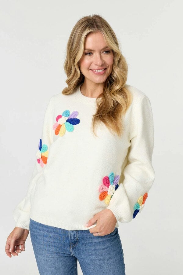 Izabel London Floral Embroidered Detail Jumper