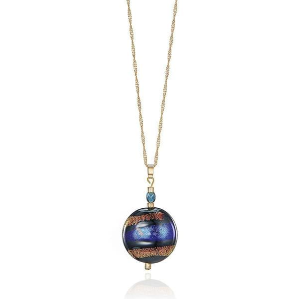 Pia Dynamic Glow Violet Orange Murano Pendant Necklace