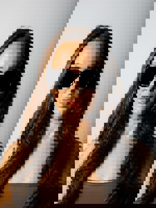 SVNX Oval Sunglasses with Wide Arm in Black