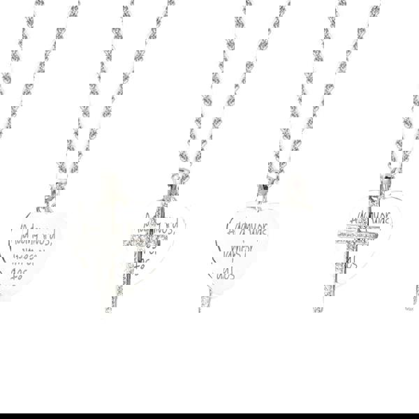 Say It With Heart And Cross CZ Charm Necklace - Sterling Silver