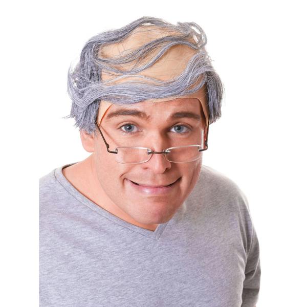 Bristol Novelty Mens Nearly Bald Man Wig - Grey - 