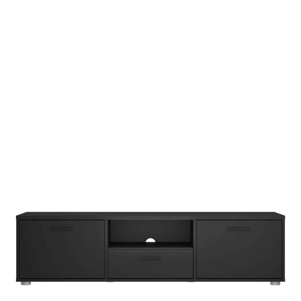 Wyld Haus Nagoya Black Low Compact Media TV Unit 2 Doors 1 Drawer 1 Shelf