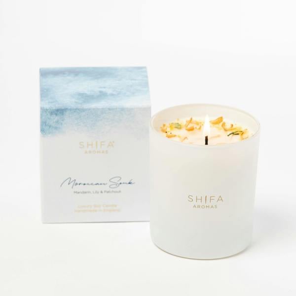 Shifa Aromas Moroccan Souk Glass Candle | Mandarin, Lily & Patchouli