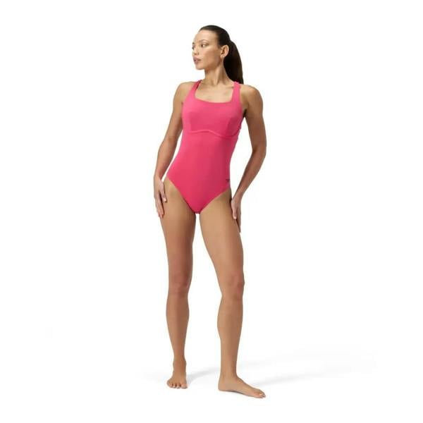 Dark Pink Speedo Flex Band Swimsuit with pink one-piece endurance+ max fabric