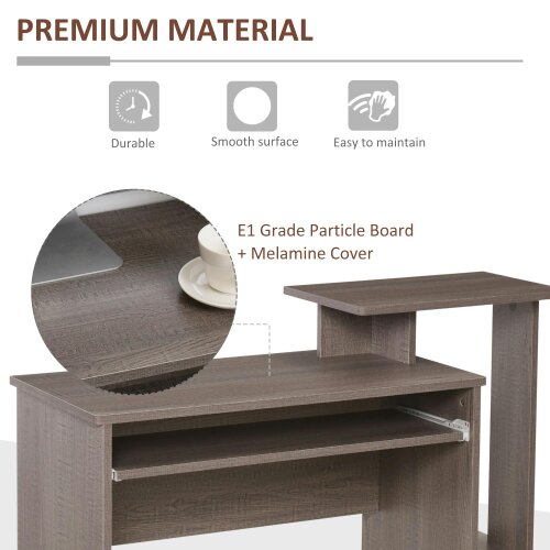 Wyld Haus Ramo 100cm Wooden Grey Home Office Desk With Keyboard Tray Drawer And Side Shelving