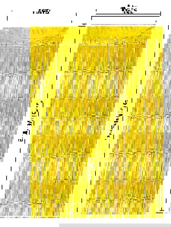 Cheetah Shimmer Tinsel Curtain, 2.5M x 1M Gold