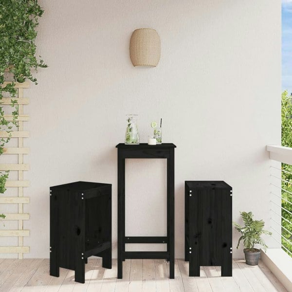 Berkfield Bar Stools 2 pcs Black 40x36x75 cm Solid Wood Pine