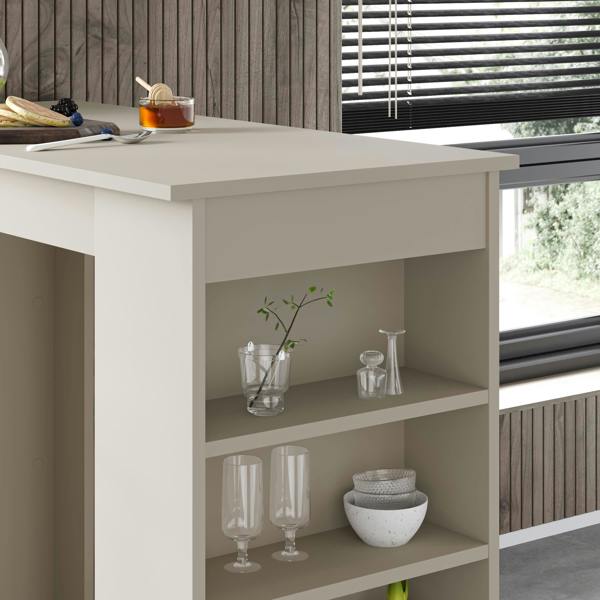 Decortie Swallow Modern Kitchen Bar Dining Table with 4-Tier Storage Shelves H 102cm