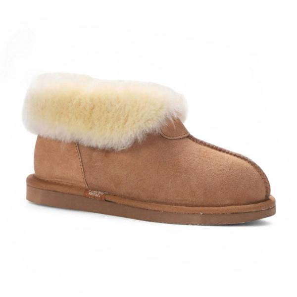 Infinity Leather Women's Sheepskin Suede Ankle Tan Slip-On Bootie Winter - Glacier