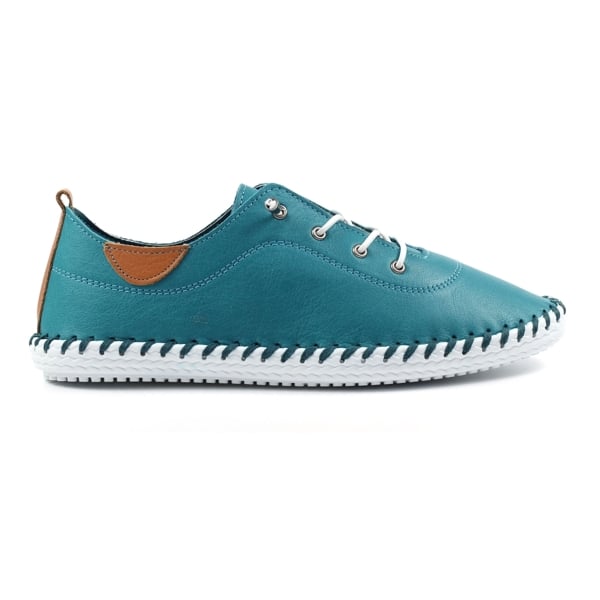 Lunar Women's St Ives Leather Plimsolls - Teal