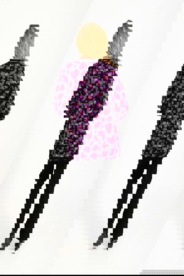 Jacquard Leopard Print Knit Cardigan