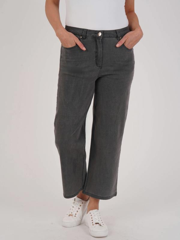 PennyPlain 5 Pocket Wide Leg Denim - Pewter Wash