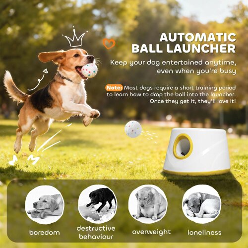 PawHut Automatic Dog Ball Launcher with 6PCS 2.3" ETPU Balls