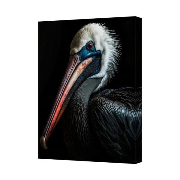 Benjamin Tate Design Pelican Canvas Wall Art Black Background Closeup Portrait