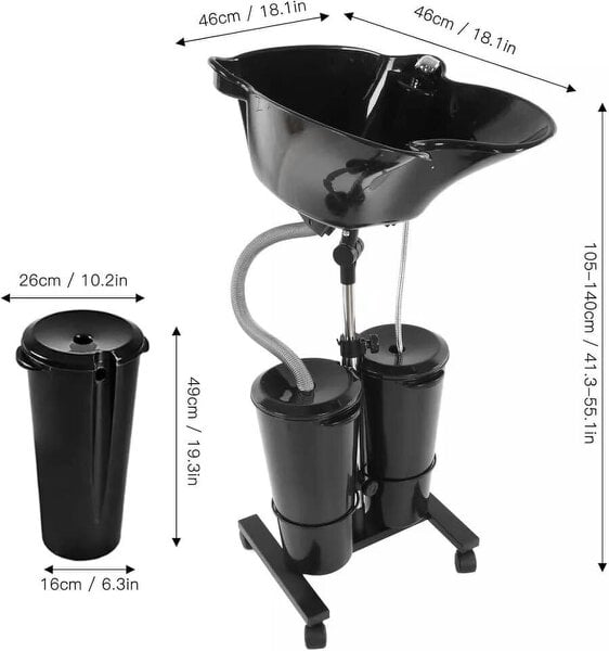 HYGRAD BUILT TO SURVIVE Portable Salon Sink & Hair Wash Basin with Foot Pedal, 2×10L Tanks | HYGRAD®