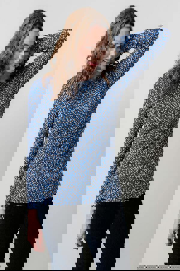 Lily & Me Monica Ditsy Print Organic Cotton Top Cobalt