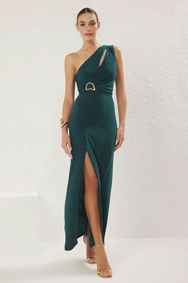 WOVCOR Maxi Evening Dress with Accessory Detail