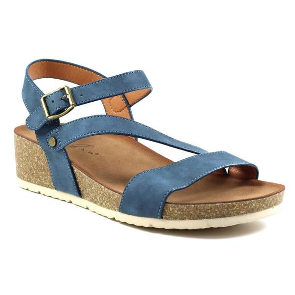 Lunar Womens/Ladies Cluster Wedge Sandals - Blue - 