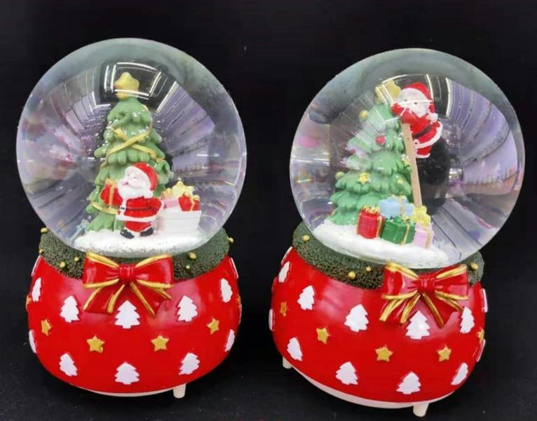 15cm Musical Christmas Snow Globe with Santa on Tree Scene and Resin Base image 3