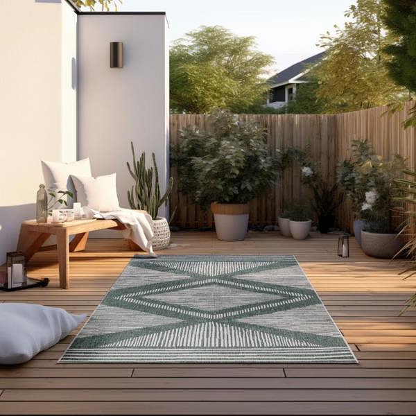 Hanse Home Reversible Indoor & Outdoor Green Rug – Rhombus Design