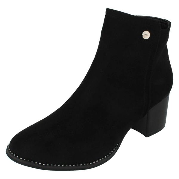 Spot On Ladies Spot On Zip With Decorative Badge Detail Ankle Boots F50929