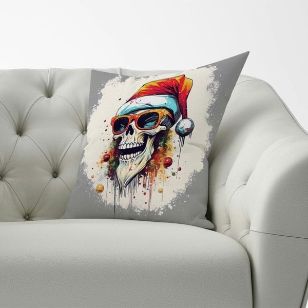 Warren Reed Santa Skull In Glasses Splashart Cushions