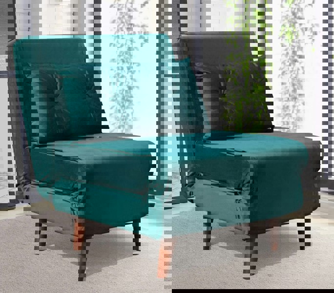 Comfy Living Rhodes Plush Velvet Pull Out Chair Bed