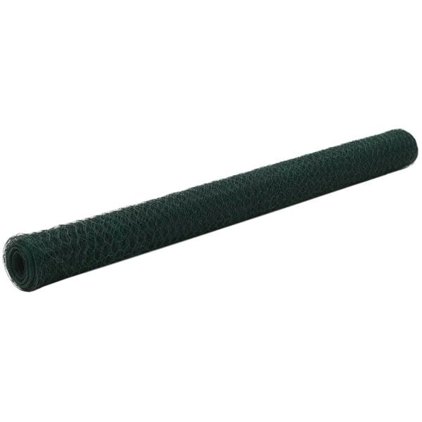 Berkfield Chicken Wire Fence Steel with PVC Coating 25x1.5 m Green