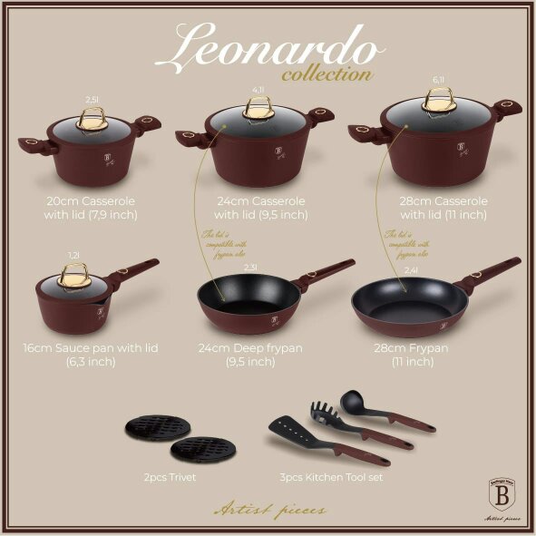 Berlinger Haus 15-Piece Cookware Set BH8051 Bordeaux