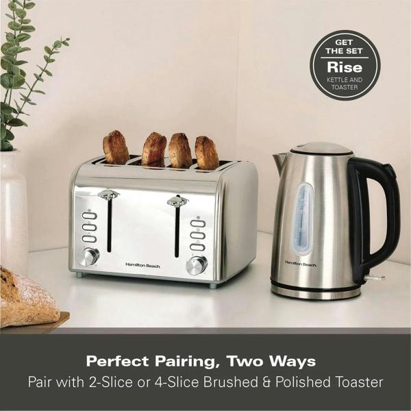 Hamilton Beach Rise Stainless Steel 1.7L Kettle - Brushed - Hamilton Beach UK