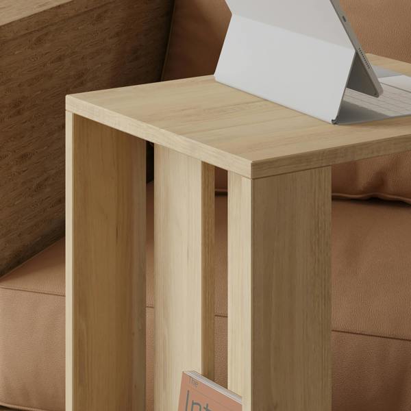 Decortie Edi Modern C- Shaped Side Table Mobile Functional with Open Compartment H60cm