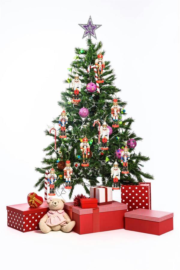 13cm Wooden Nutcracker Christmas Ornament Set of 4 Hand Painted Festive Figures image 2