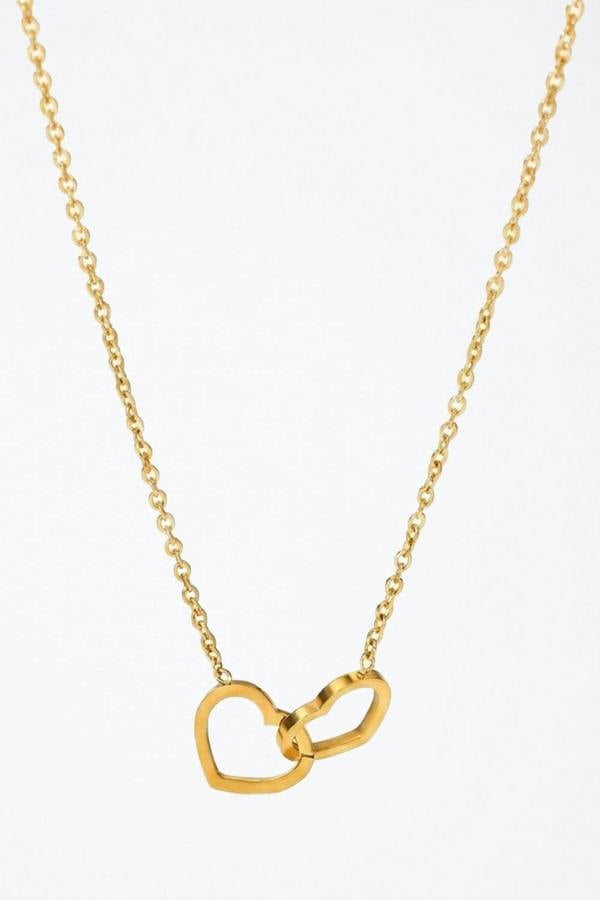 Serla Gold Plated Heart Link Pendant Necklace