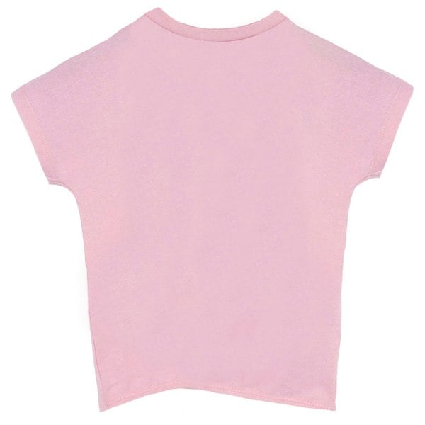 Minecraft Girls Cat Twisted Knot Front T-Shirt - Pink/White