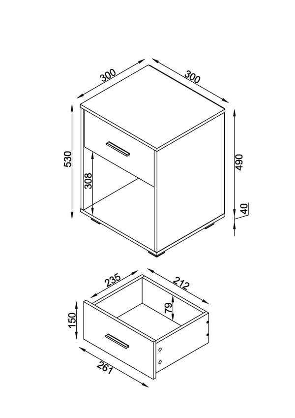 Core Products Lido 1-Drawer Bedside Cabinet