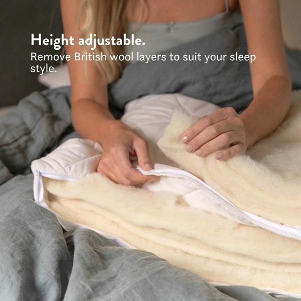 Quilted British Wool Pillow with a 100% cotton cover handmade in the UK from traceable British wool.