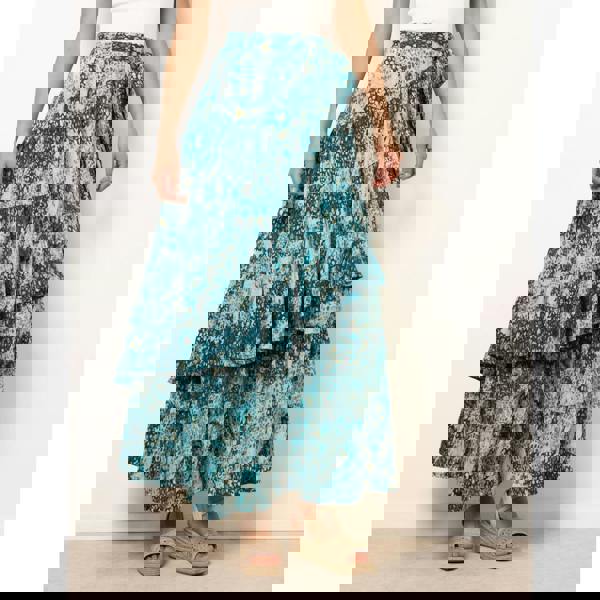 Blue Vanilla Wrap Metallic Tiered Skirt