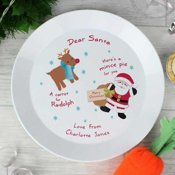 Personalised Memento Company Personalised Santa and Rudolph Christmas Eve Mince Pie Plastic Plate