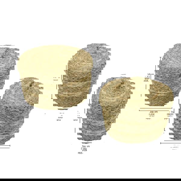 JVL Palma Natural Round Lidded Woven Storage Baskets for Home Organisation, Set of 2, Brown