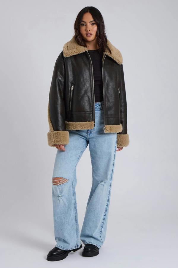 Urban Bliss Borg Trim Bonded Aviator