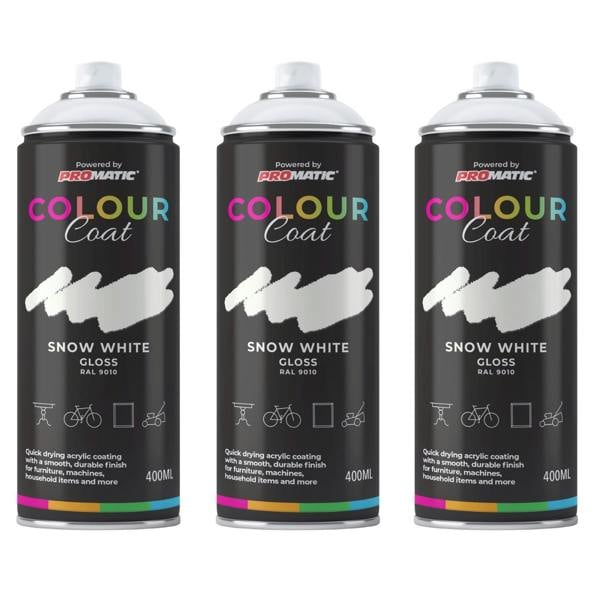 Colour Coat 3X Snow White RAL 9010 Gloss Spray Paint 400ml