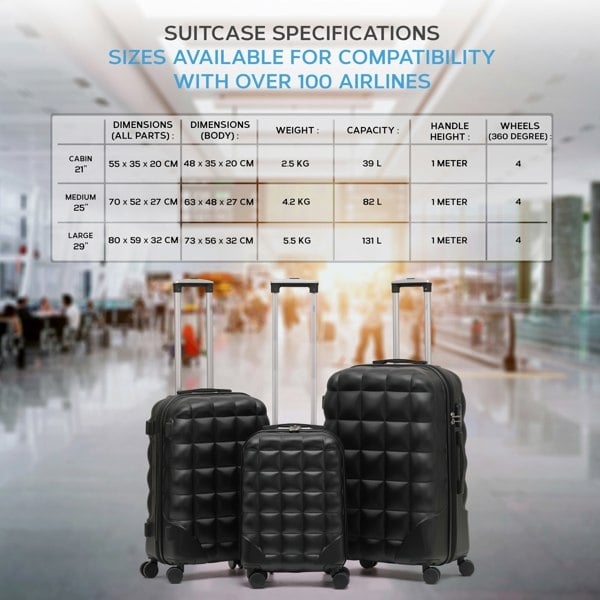 Flight Knight Medium 25" Hard Shell Bubble Design Check-in Suitcase Hold Luggage Bag