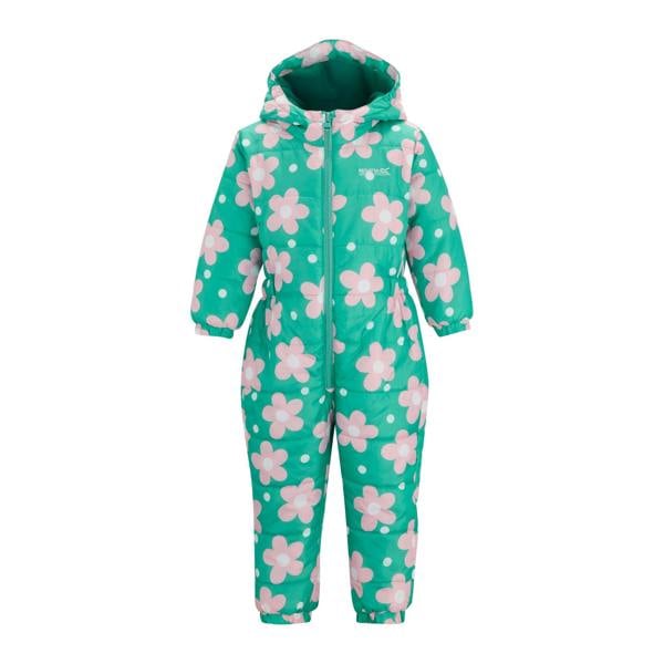 Regatta Childrens/Kids Penrose Floral Quilted Puddle Suit - Emerald Green - 